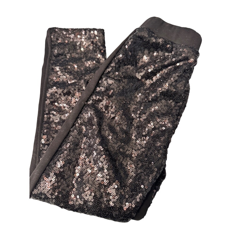 Sequin‎ Leggings Sparkly Party Dance Black Pants Kids Size 6